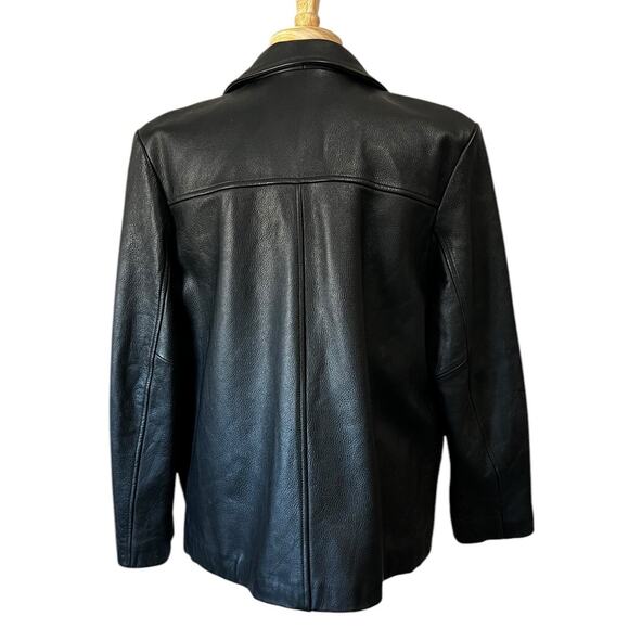 WINLIT Women's Large Classic Black Leather Button Down Coat Jacket Quilted - Picture 6 of 8